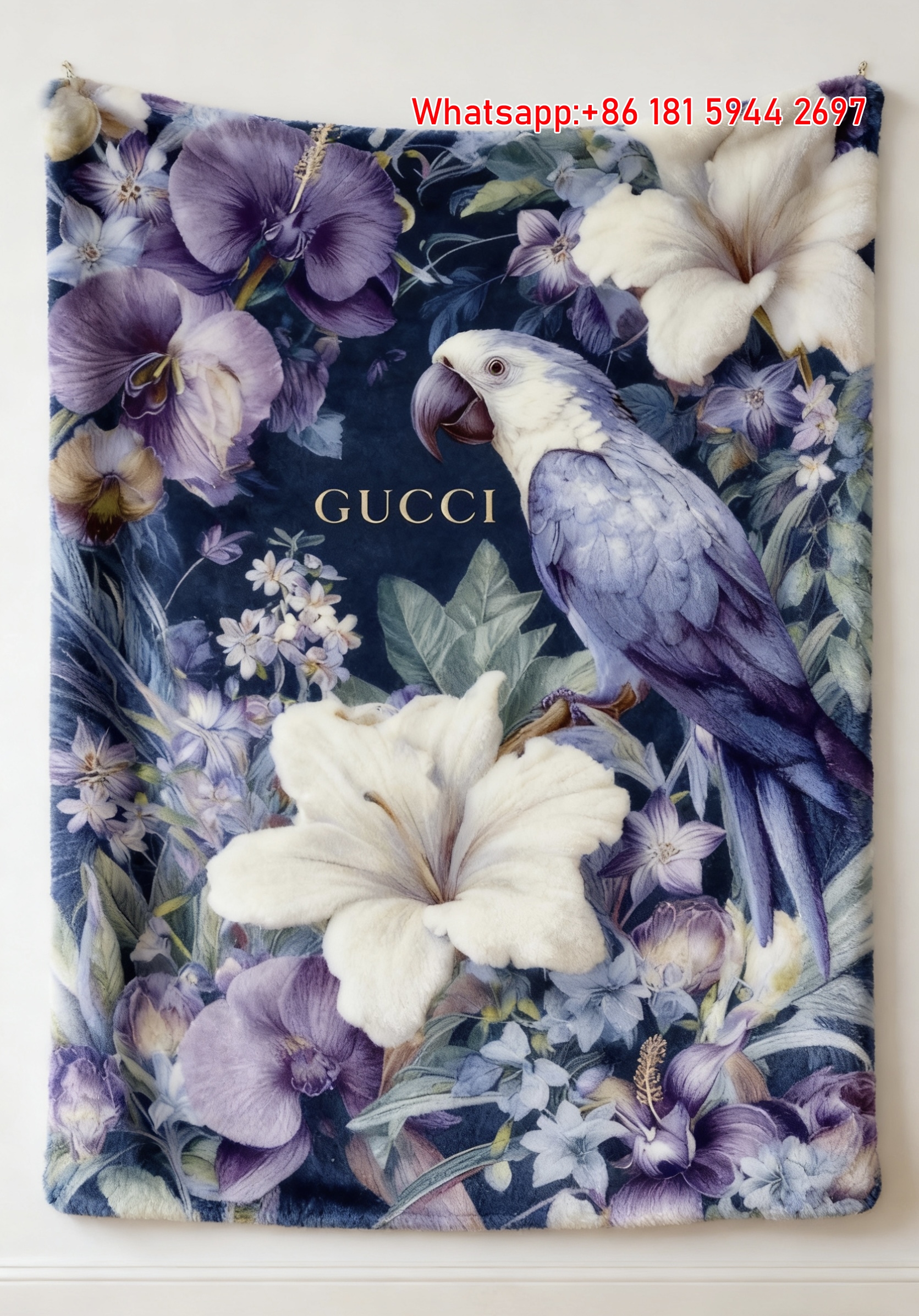 Gucci Midnight Floral Gucci Tropical Parrot Art throw blankets IMG_2780